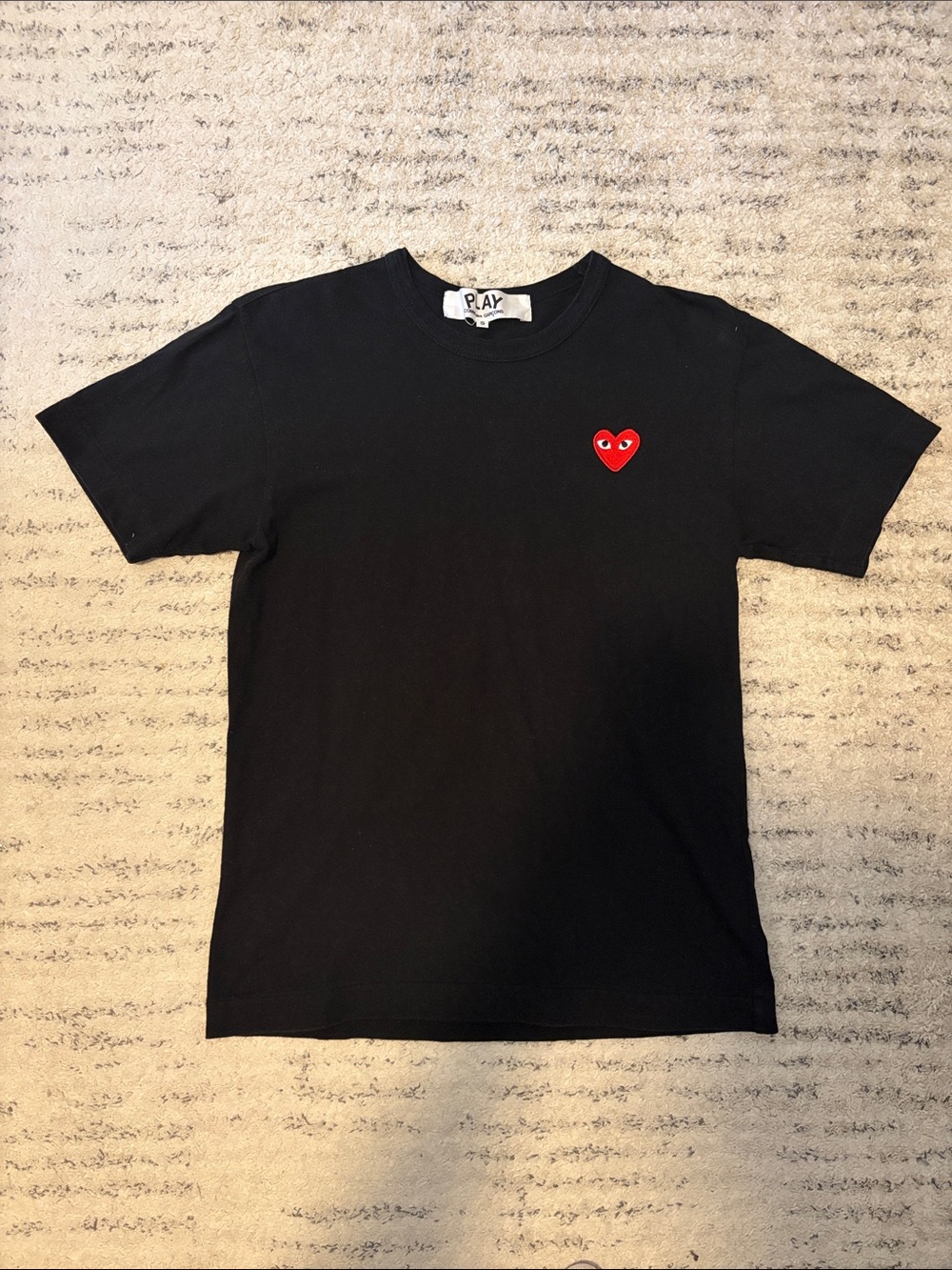 Comme des Garçons PLAY Black Tee with Red Heart Patch
